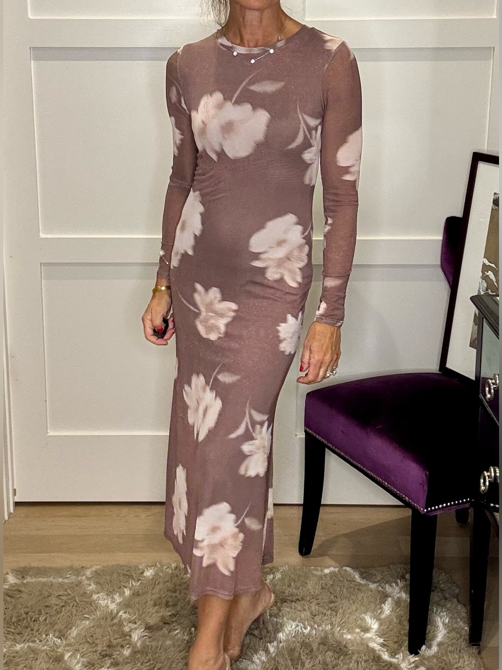 Mocha mesh Maxi dress